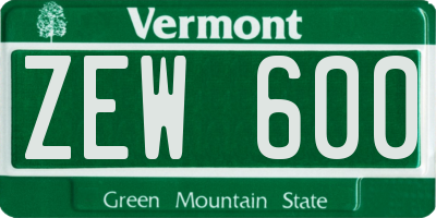 VT license plate ZEW600