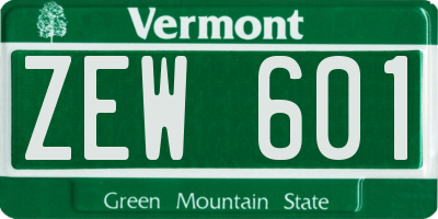 VT license plate ZEW601
