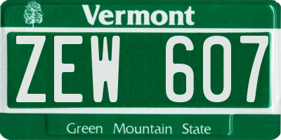 VT license plate ZEW607