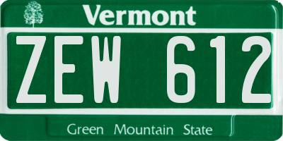 VT license plate ZEW612