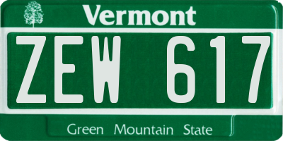 VT license plate ZEW617