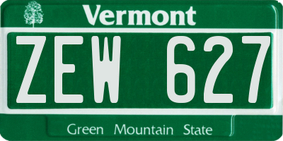 VT license plate ZEW627