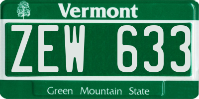 VT license plate ZEW633