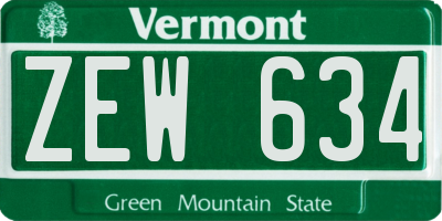 VT license plate ZEW634