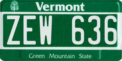 VT license plate ZEW636
