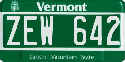 VT license plate ZEW642