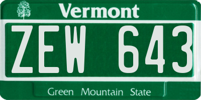 VT license plate ZEW643