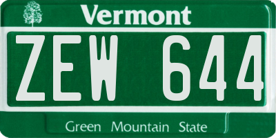 VT license plate ZEW644