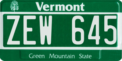 VT license plate ZEW645
