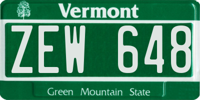 VT license plate ZEW648