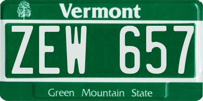 VT license plate ZEW657