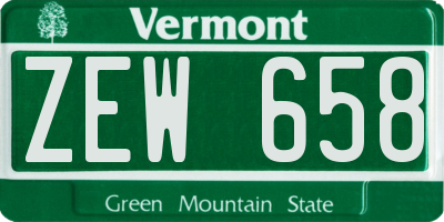 VT license plate ZEW658