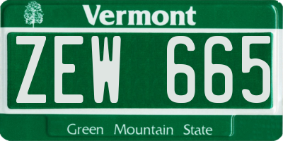 VT license plate ZEW665