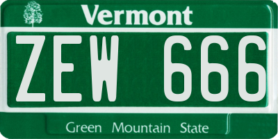 VT license plate ZEW666