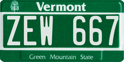VT license plate ZEW667