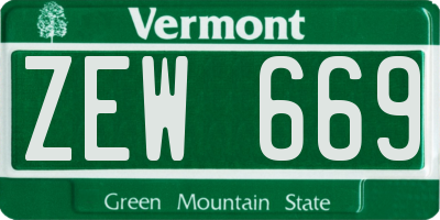 VT license plate ZEW669