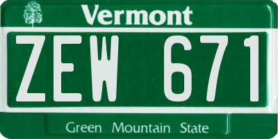 VT license plate ZEW671
