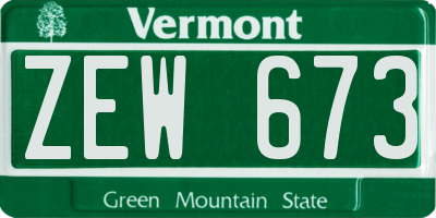 VT license plate ZEW673