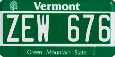 VT license plate ZEW676