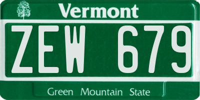 VT license plate ZEW679