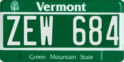 VT license plate ZEW684