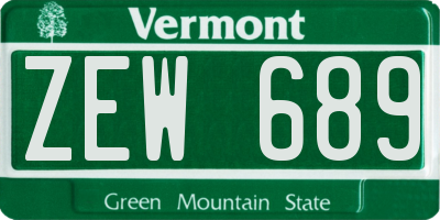 VT license plate ZEW689