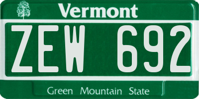 VT license plate ZEW692