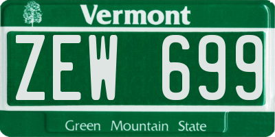 VT license plate ZEW699