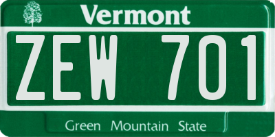 VT license plate ZEW701