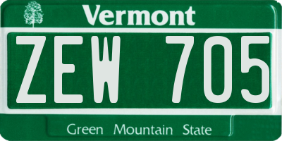 VT license plate ZEW705
