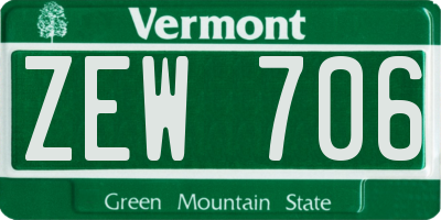 VT license plate ZEW706