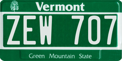 VT license plate ZEW707