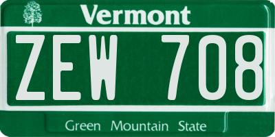 VT license plate ZEW708