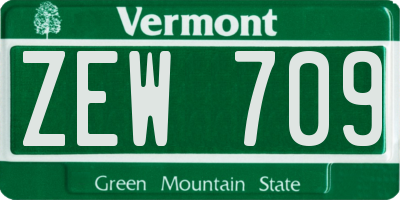 VT license plate ZEW709