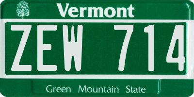 VT license plate ZEW714