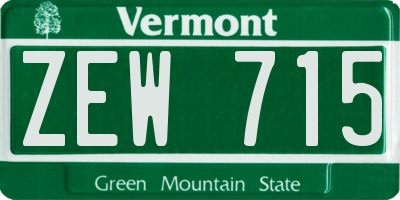 VT license plate ZEW715