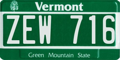 VT license plate ZEW716