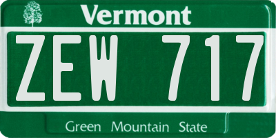 VT license plate ZEW717