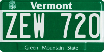 VT license plate ZEW720