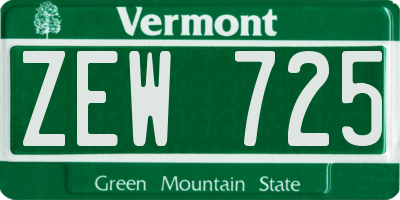VT license plate ZEW725