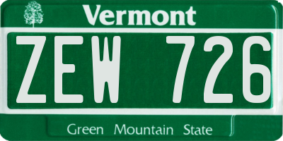 VT license plate ZEW726