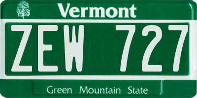 VT license plate ZEW727
