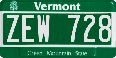 VT license plate ZEW728