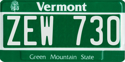 VT license plate ZEW730