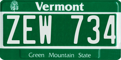VT license plate ZEW734