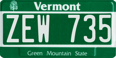 VT license plate ZEW735