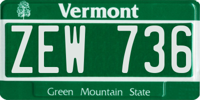 VT license plate ZEW736