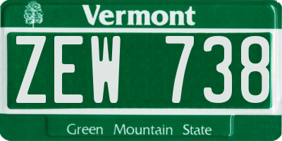 VT license plate ZEW738