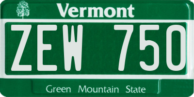 VT license plate ZEW750