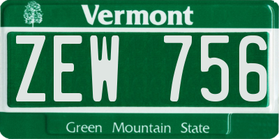 VT license plate ZEW756